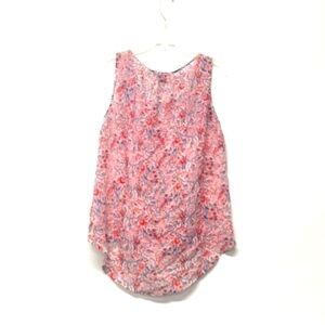 Daisy Fuentes tank blouse high low sleeveless sheer floral pink Size: S